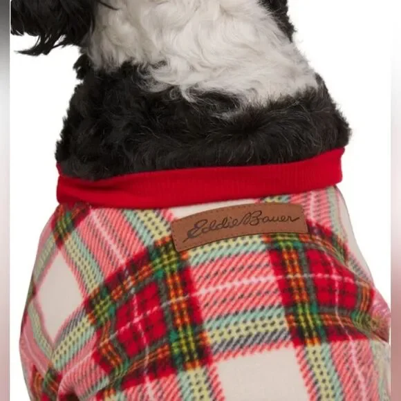 Eddie Bauer Holiday Pet PJ Pajama Red Plaid Size S (11" Back Length) - Picture 4 of 5